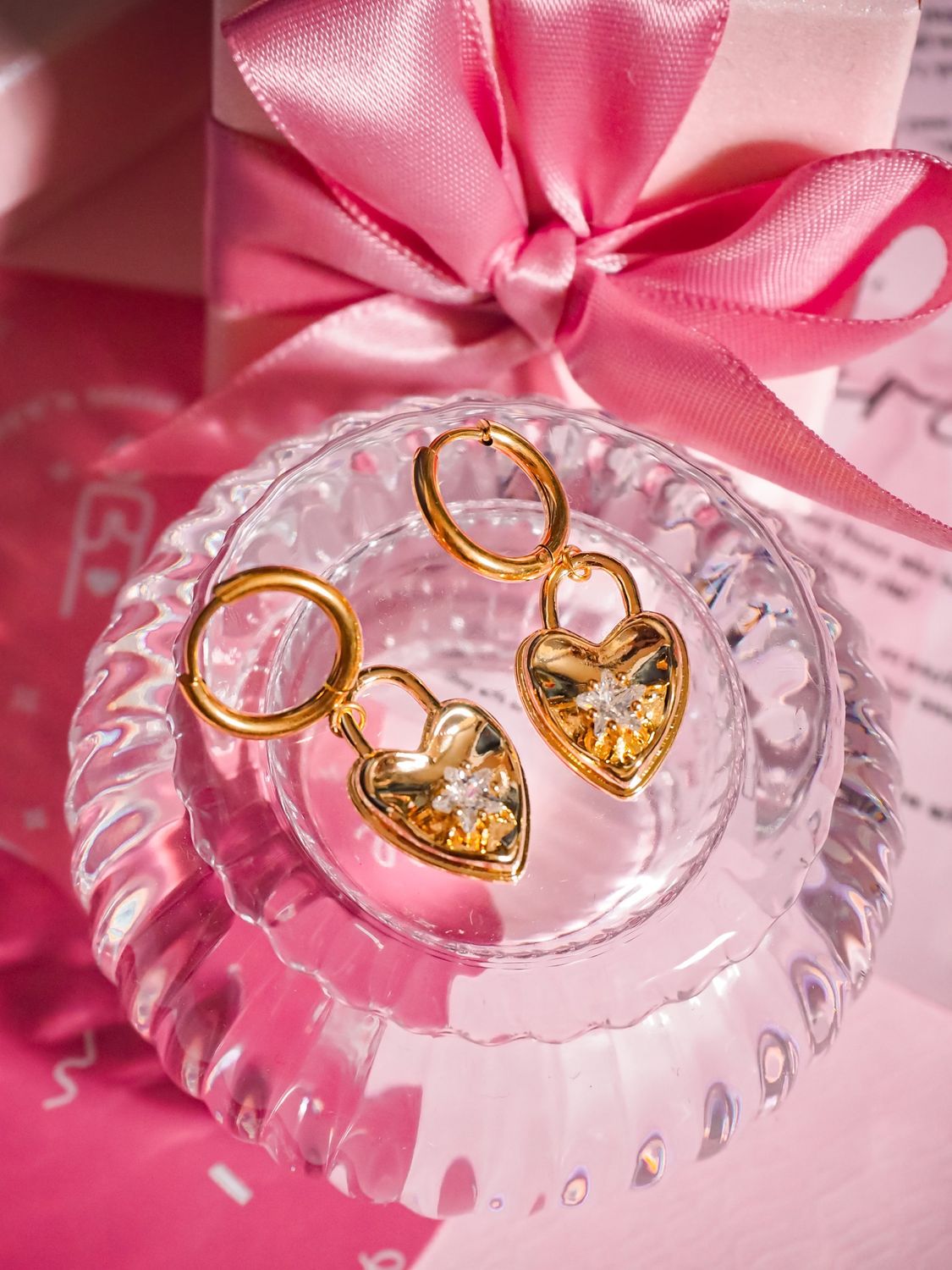 Adele Heart Locket Gold Huggies