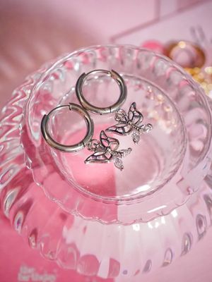 Baby Butterfly Silver Huggies