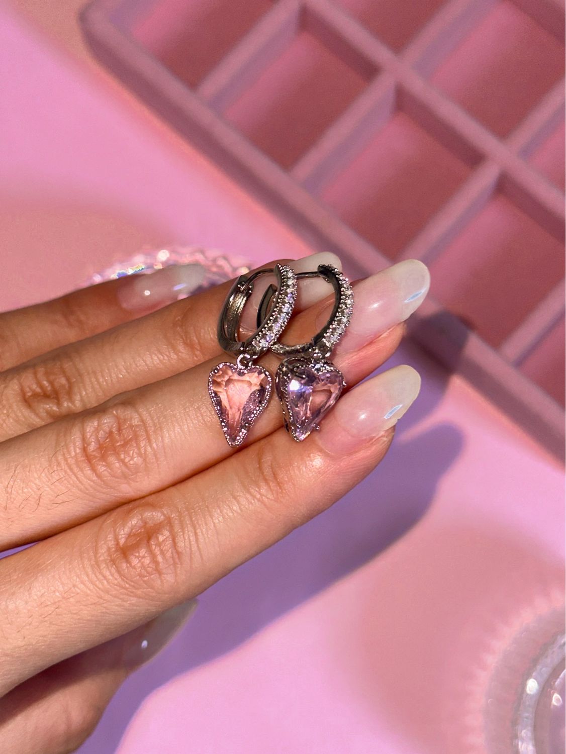 Midnight Pink Bejeweled Huggies