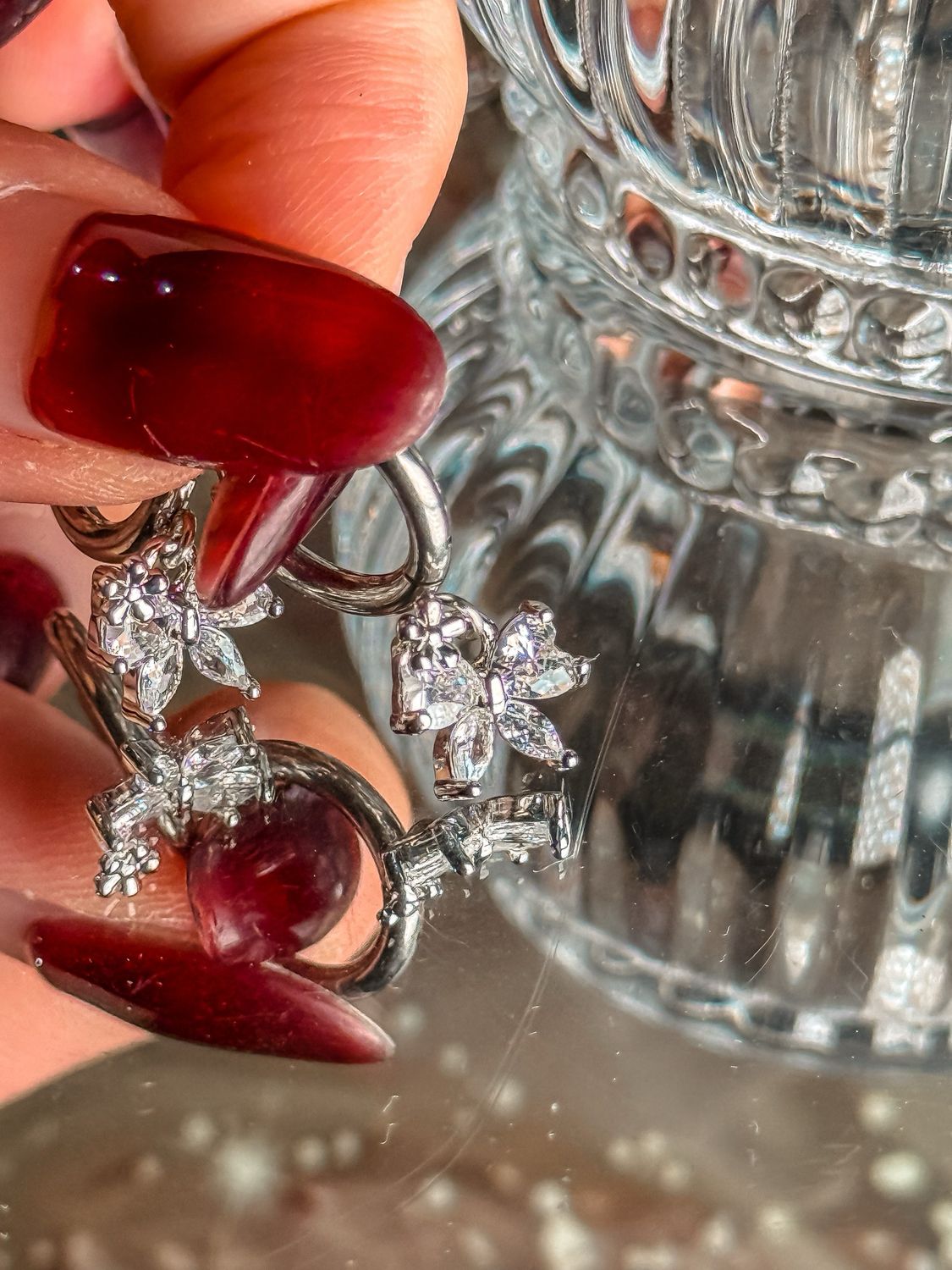 Mariposa Gem Silver Huggies