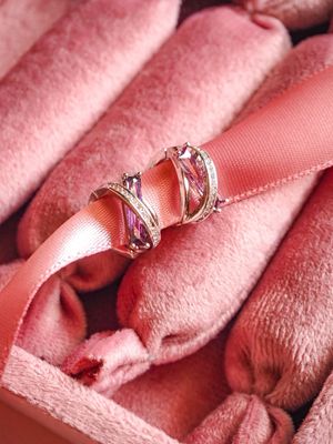 Violet Bar Silver Huggies