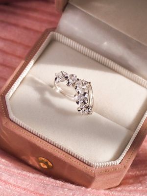 Triple Bloom Silver Huggies