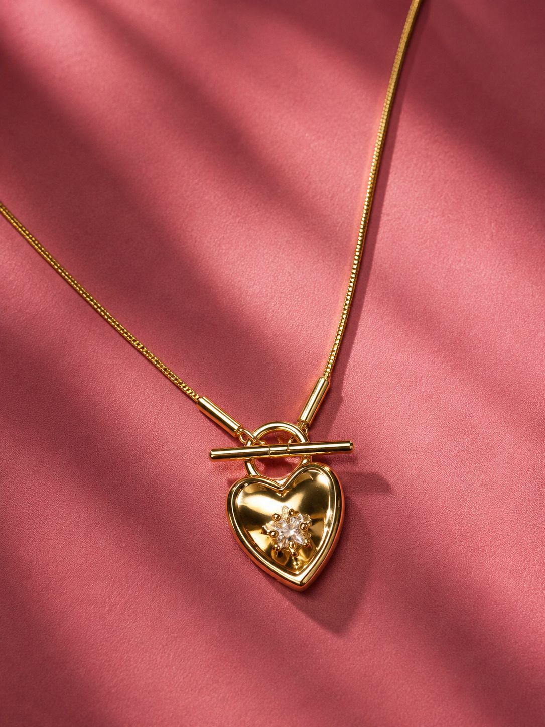 Heart Locket Gold Front Clasp Necklace