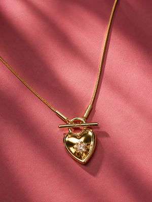 Heart Locket Gold Front Clasp Necklace
