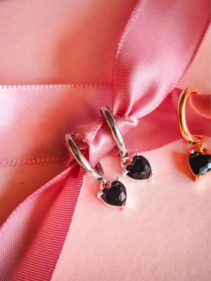 Black Silver Baby Hearts