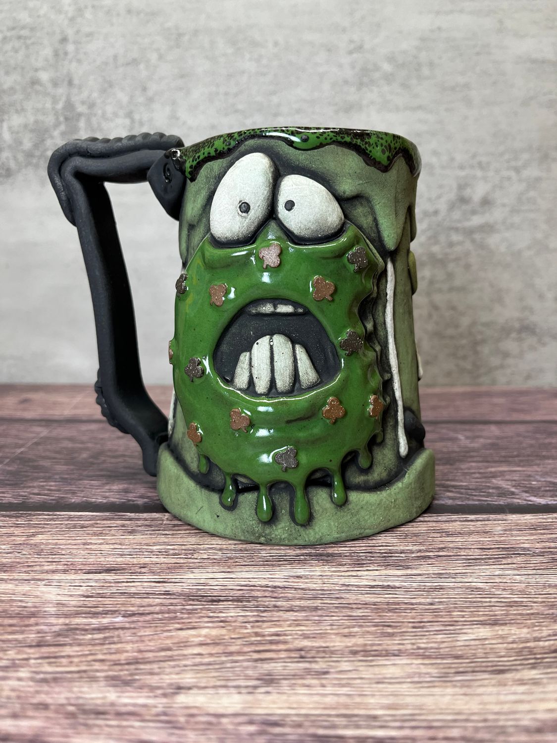Green on Green clover frosted Donut mug