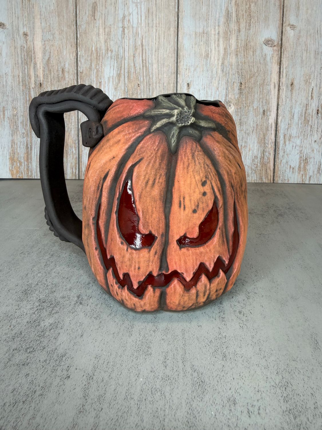 Pumpkin Mug Orange skin with Red Eyes