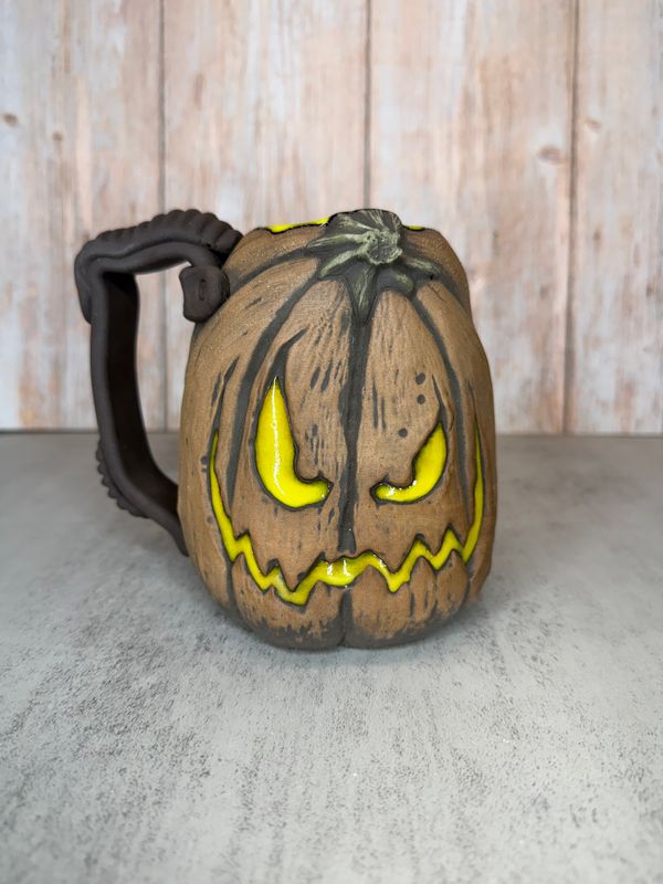 Pumpkin Mug Brown skin with Yellow Eyes
