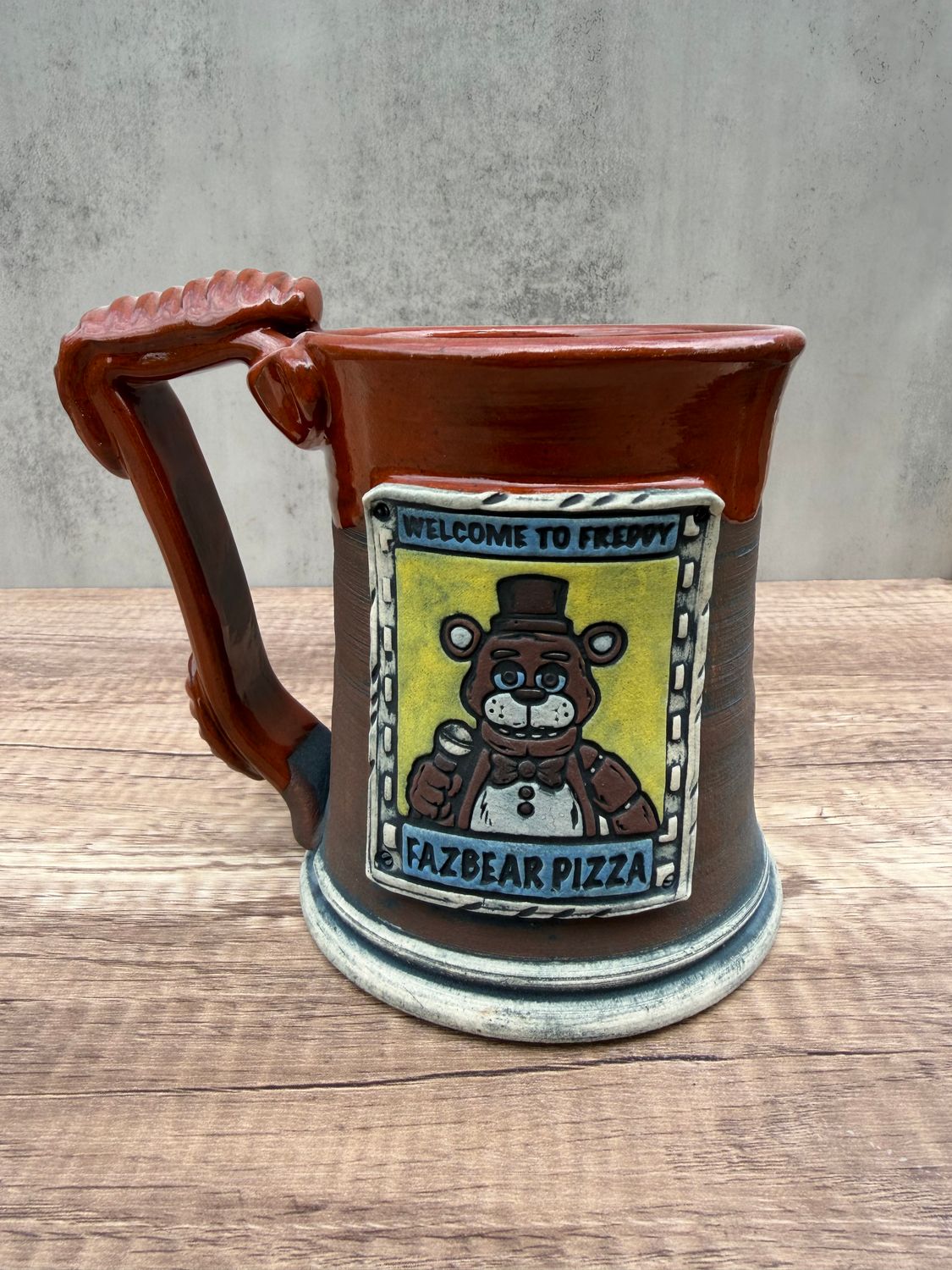 Fazebear mug red brown rim