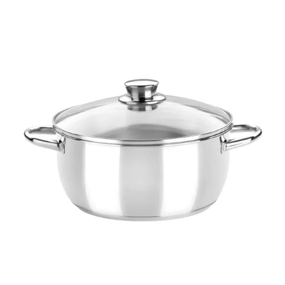 Cassola d'acer inoxidable amb tapa de vidre OPTIMA