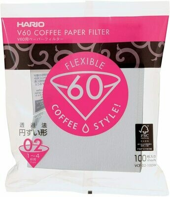 HARIO VCF-02 V60濾杯專用濾紙 (100入/漂白) V60 Coffee Paper Filter
