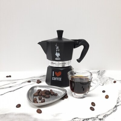 Bialetti Moka Express 3 Cups (I Love Coffee-Black)