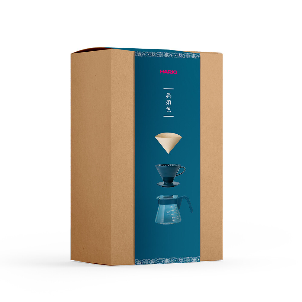 Hario V60吳須色02濾杯咖啡壺套裝 VCSC-5301-PBU-TW