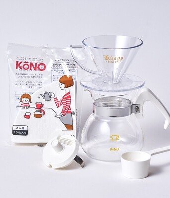 KONO Coffee Dripper Meimon2 (短骨濾杯/白柄下壺) MDK-20