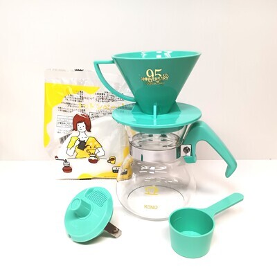 KONO Coffee Dripper Meimon2 95th Anniversary Set (中骨粉綠色濾杯/粉綠柄下壺)