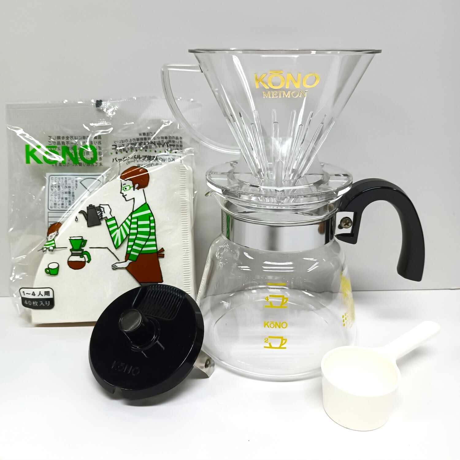 KONO Coffee Dripper Meimon4 (中骨濾杯/黑柄下壺) MD-40