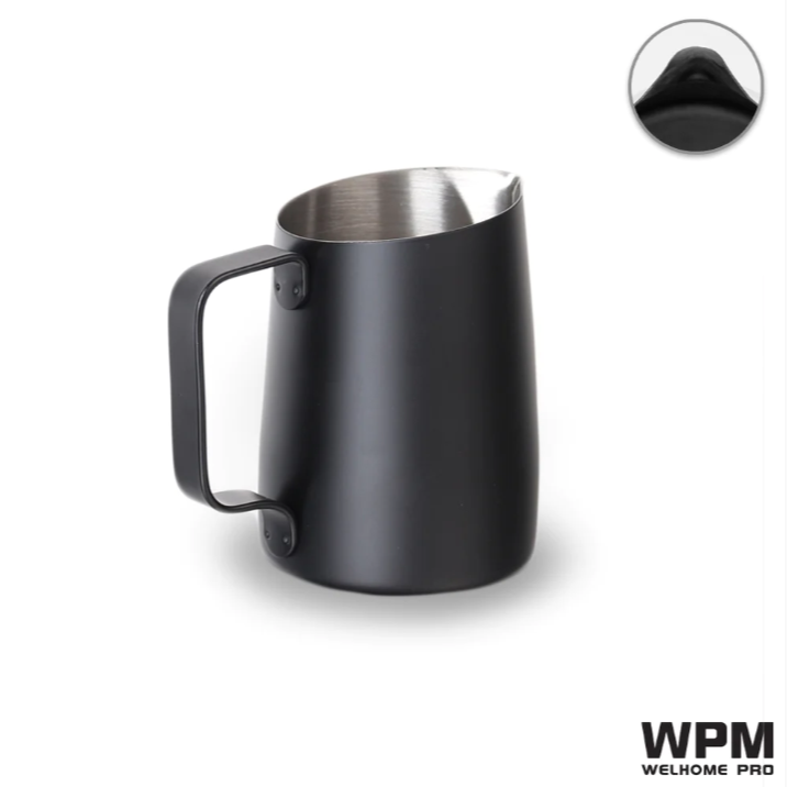 WPM HC7106BK圓嘴 黑色 斜口拉花杯 450cc