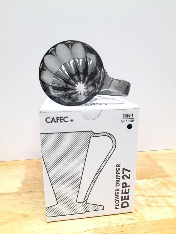 日本 CAFEC DEEP27 樹脂濾杯 FDD-27CB 三洋 葵花 花形濾杯 (透明黑/1杯用)
