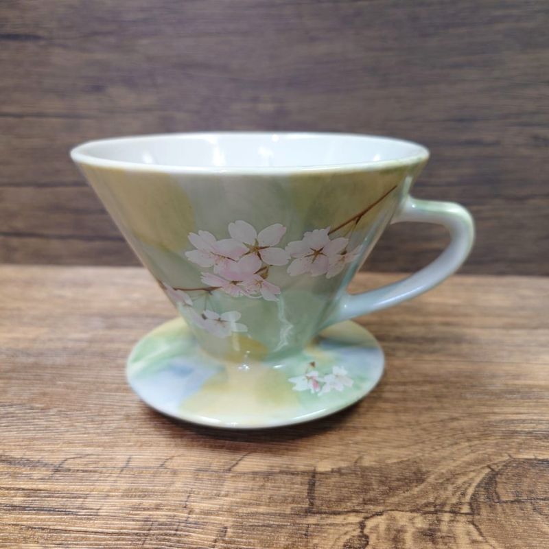 日本bloom 美濃燒 花凜濾杯02(2-4人份) - 綠彩櫻花