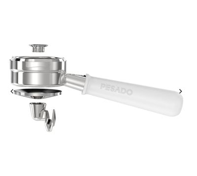 Pesado  Hybrid LM/E61/NS/GA Portafilter - Versatile Bottomless &amp; Spouted 無底雙嘴組合手柄 - White Full Pom