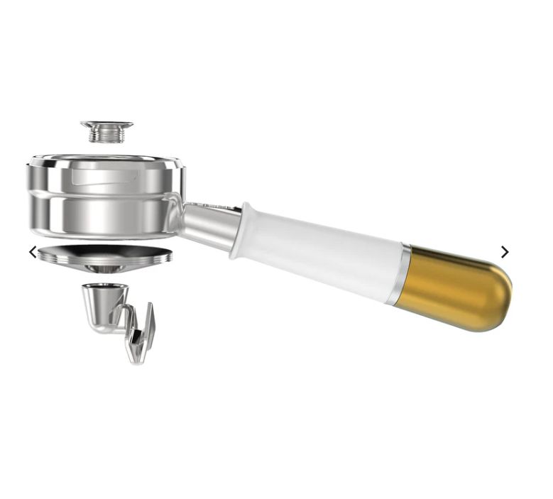 Pesado  Hybrid LM/E61/NS/GA Portafilter - Versatile Bottomless &amp; Spouted 無底雙嘴組合手柄 - White + Gold