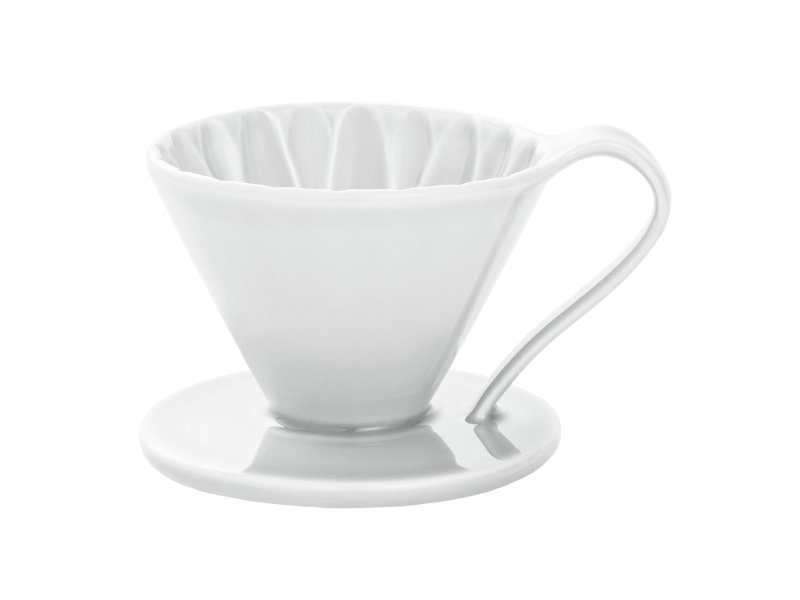 日本 CAFEC CFD-1WH 三洋 有田焼 葵花 花形陶瓷濾杯 (白/1-2杯用)