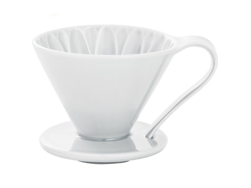 日本 CAFEC CFD-4WH 三洋 有田焼 葵花 花形陶瓷濾杯 (白/1-4杯用)