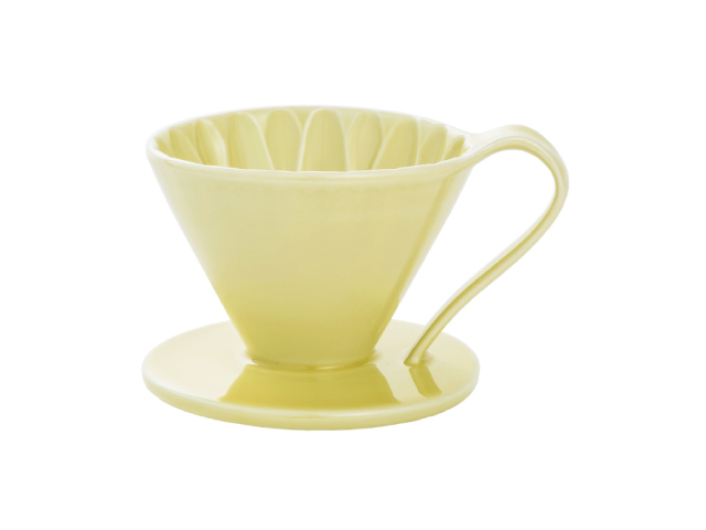 日本 CAFEC CFD-1YE 三洋 有田焼 葵花 花形陶瓷濾杯 (黃/1-2杯用)