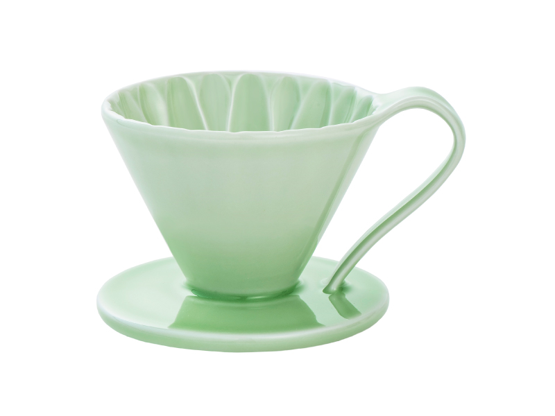 日本 CAFEC CFD-1GR 三洋 有田焼 葵花 花形陶瓷濾杯 (綠/1-2杯用)