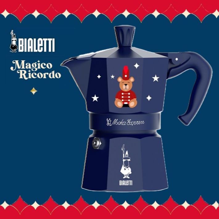 Bialetti Magico Ricordo魔法記憶系列 - 3杯裝 鋁質摩卡咖啡壺 - 泰迪熊 深藍色