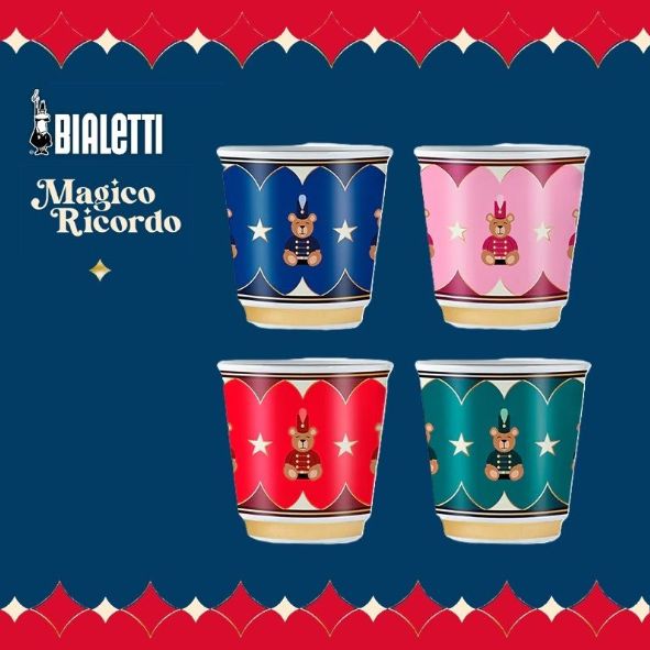 Bialetti Magico Ricordo魔法記憶系列 - 4件ESPRESSO泰迪熊仔咖啡杯