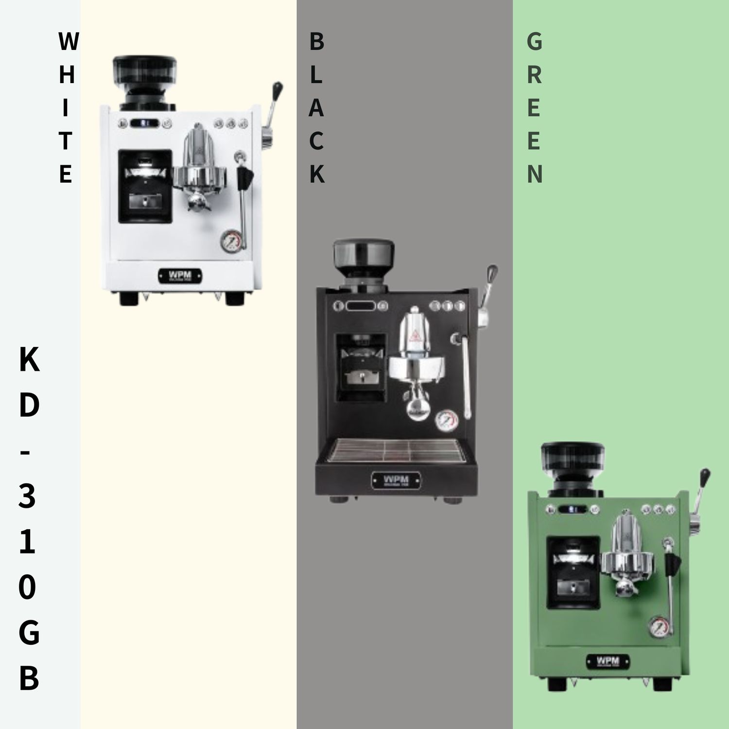 WPM KD-310 GB Grind &amp; Brew Espresso Machine(White/Black/Green)