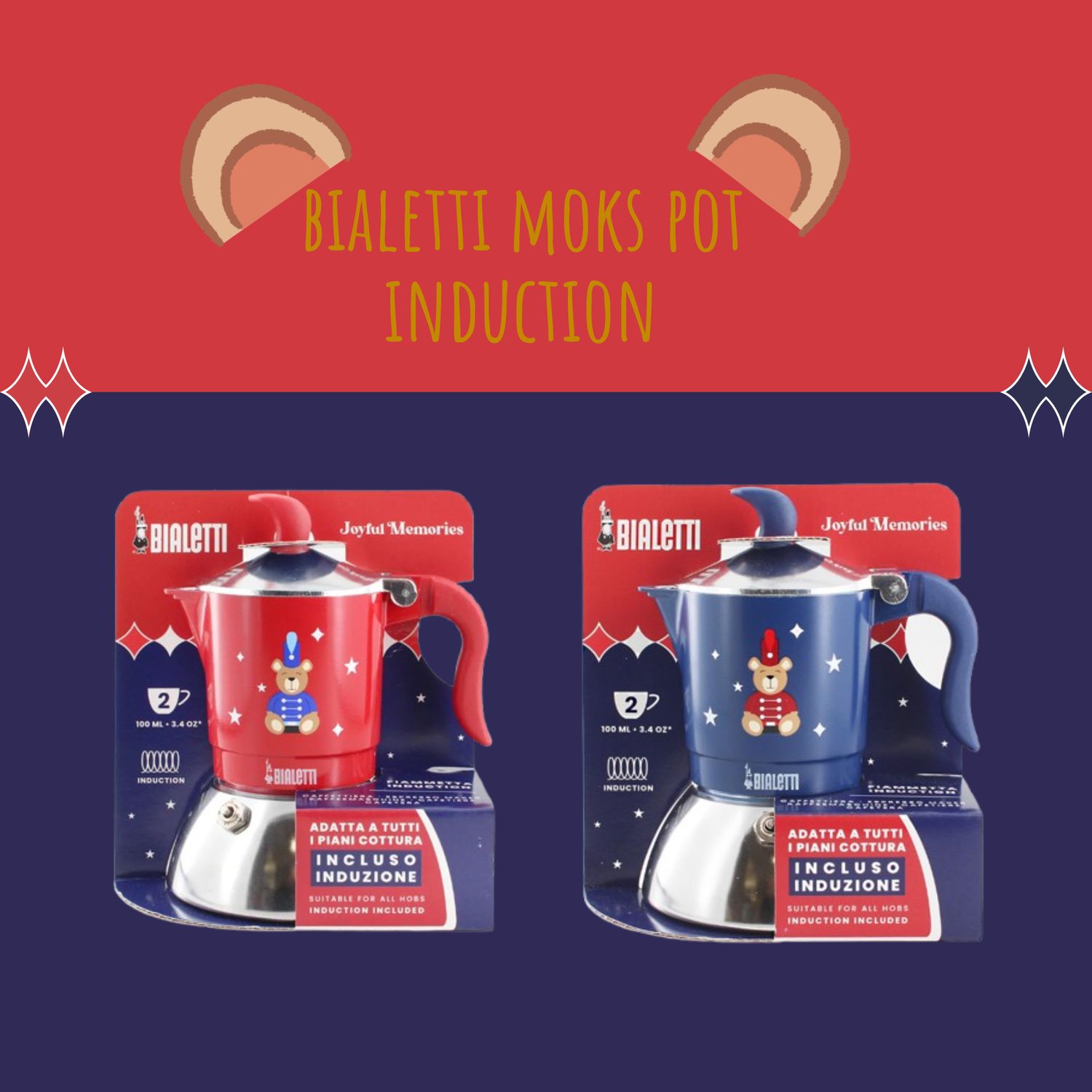 Bialetti Moka FIAMMETTA Induction 2 Cup 鋁質不銹鋼電磁爐摩卡壺
