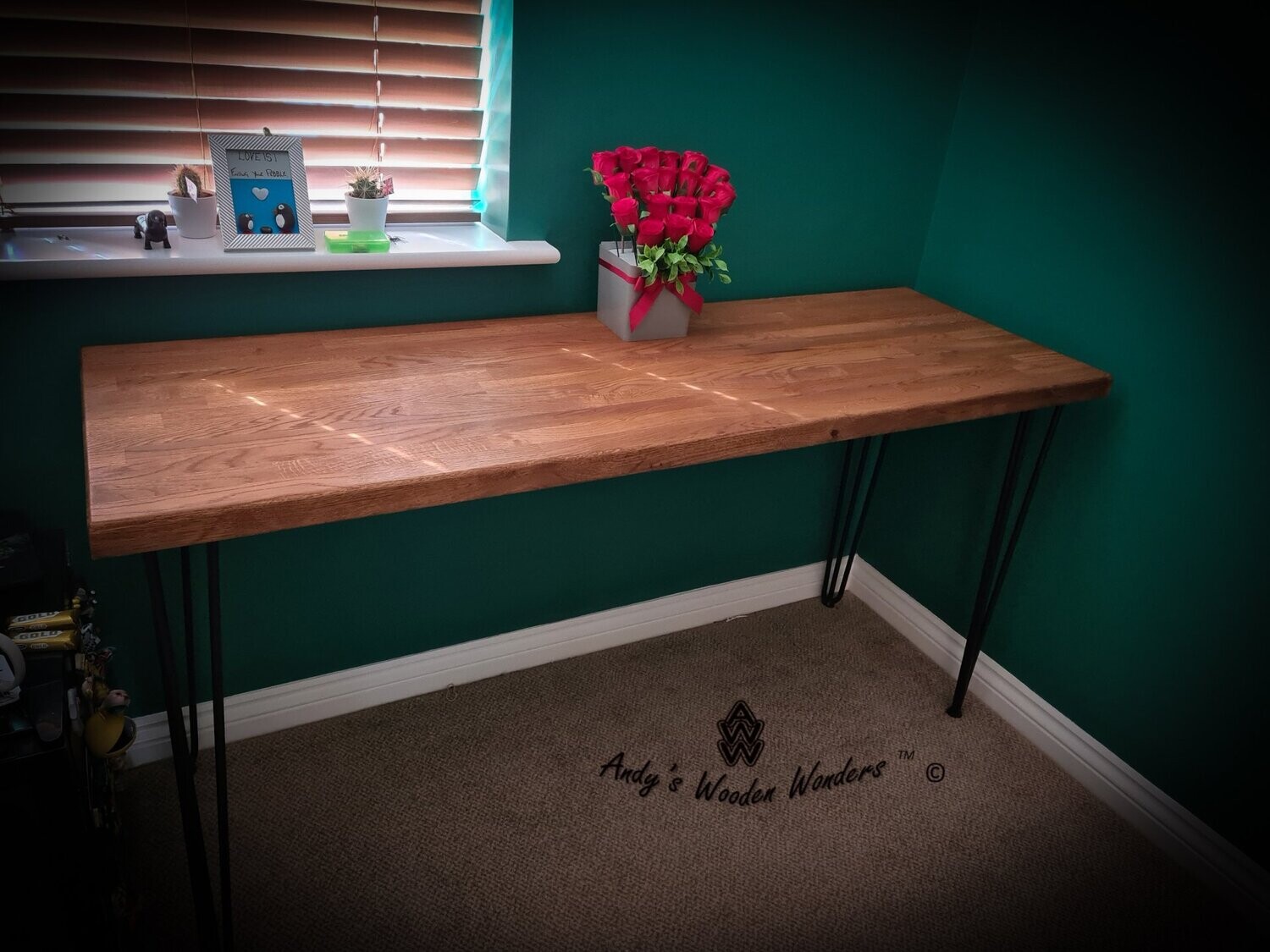 PC Desk/Workstation - Solid Oak