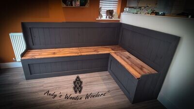 Corner Monks Bench with Storage - "The Fiona"