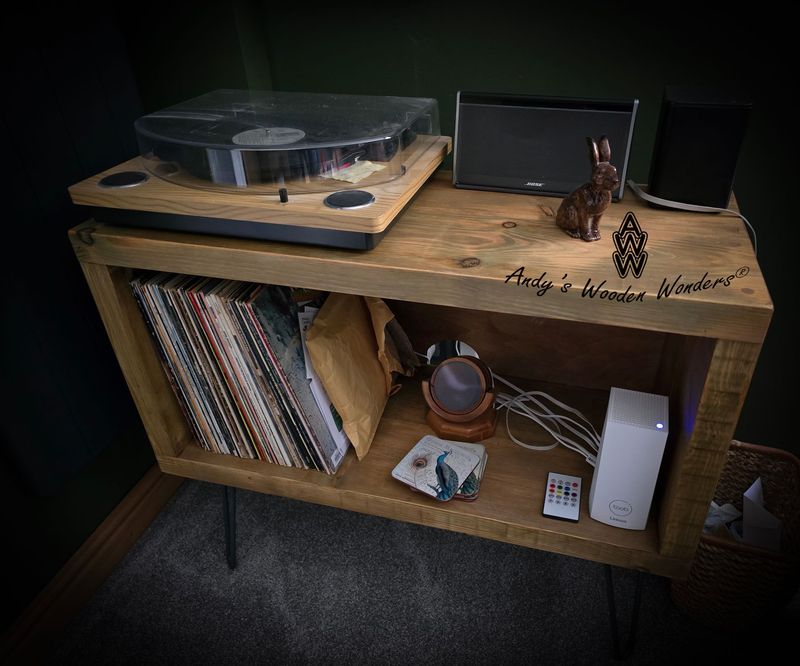 Record Player Stand - Rustic Timber - Made-to-Order