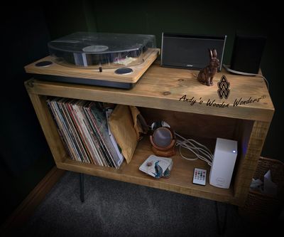 Record Player Stand - Rustic Timber - Made-to-Order