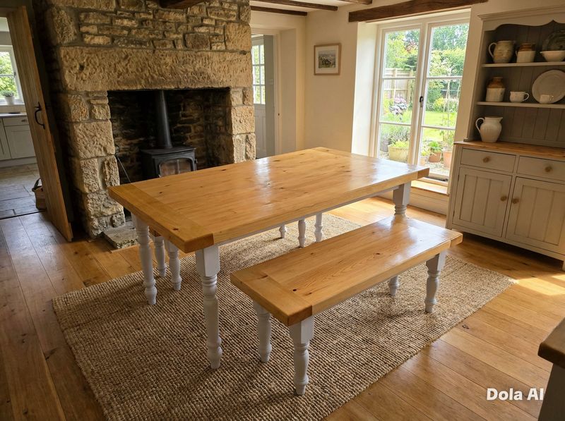 ​Country/Farmhouse style Dining Tables & Matching Benches.