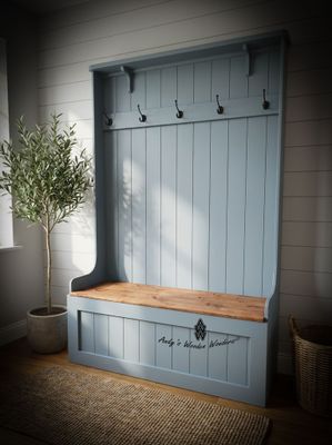 High-backed Monks Bench, with hooks. - "Catherine"