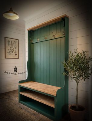 High-backed Monks Bench, with hooks. - "Florence"