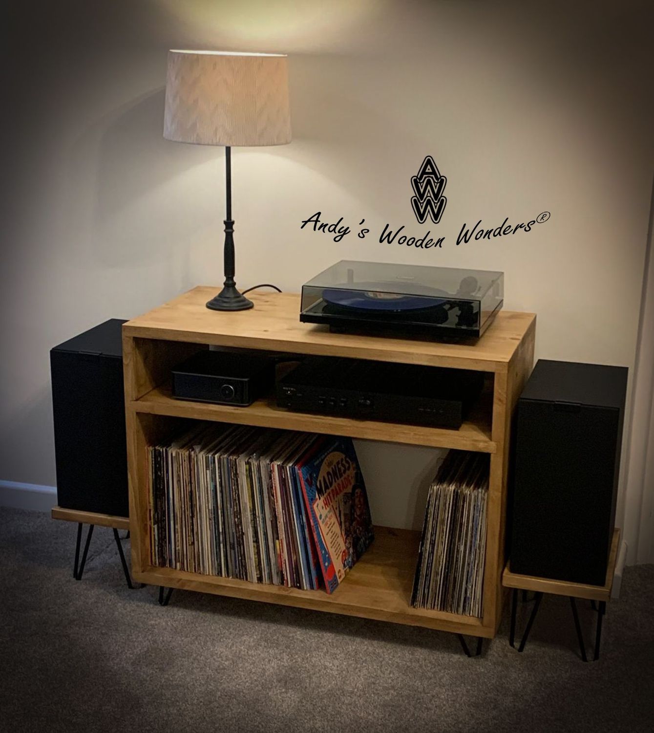 Record Player Stand - Rustic Timber - Made-to-Order