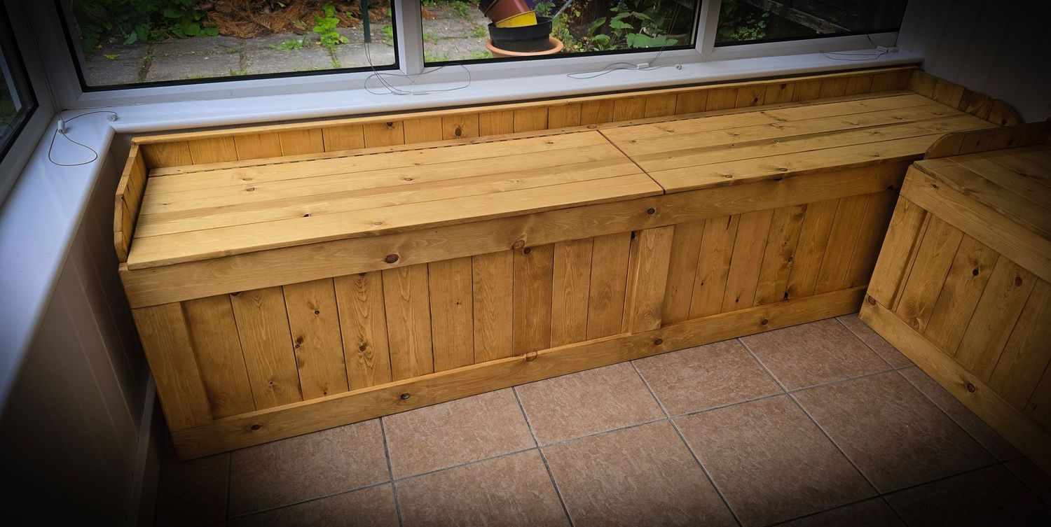 Corner Wooden Storage/Seating Box. "Caroline"