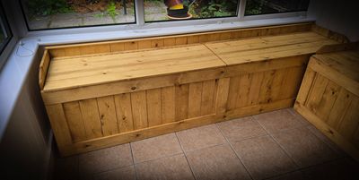Corner Wooden Storage/Seating Box. "Caroline"