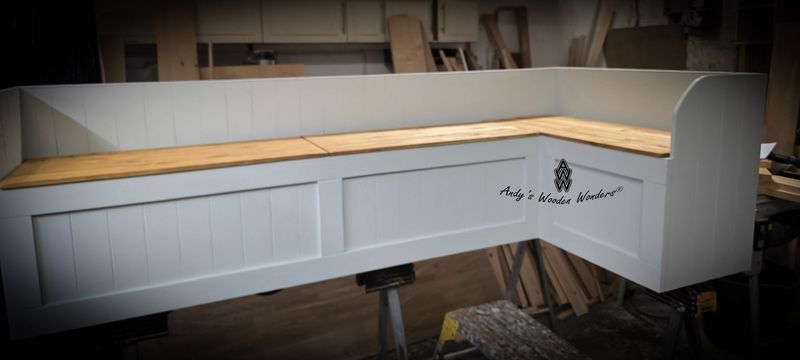 Corner Wooden Storage/Seating Box. Corner Wooden Storage/Seating Box. "Caroline"