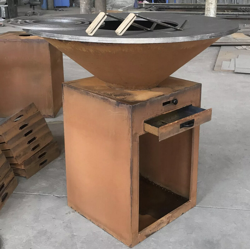 Square based wood fired bbq