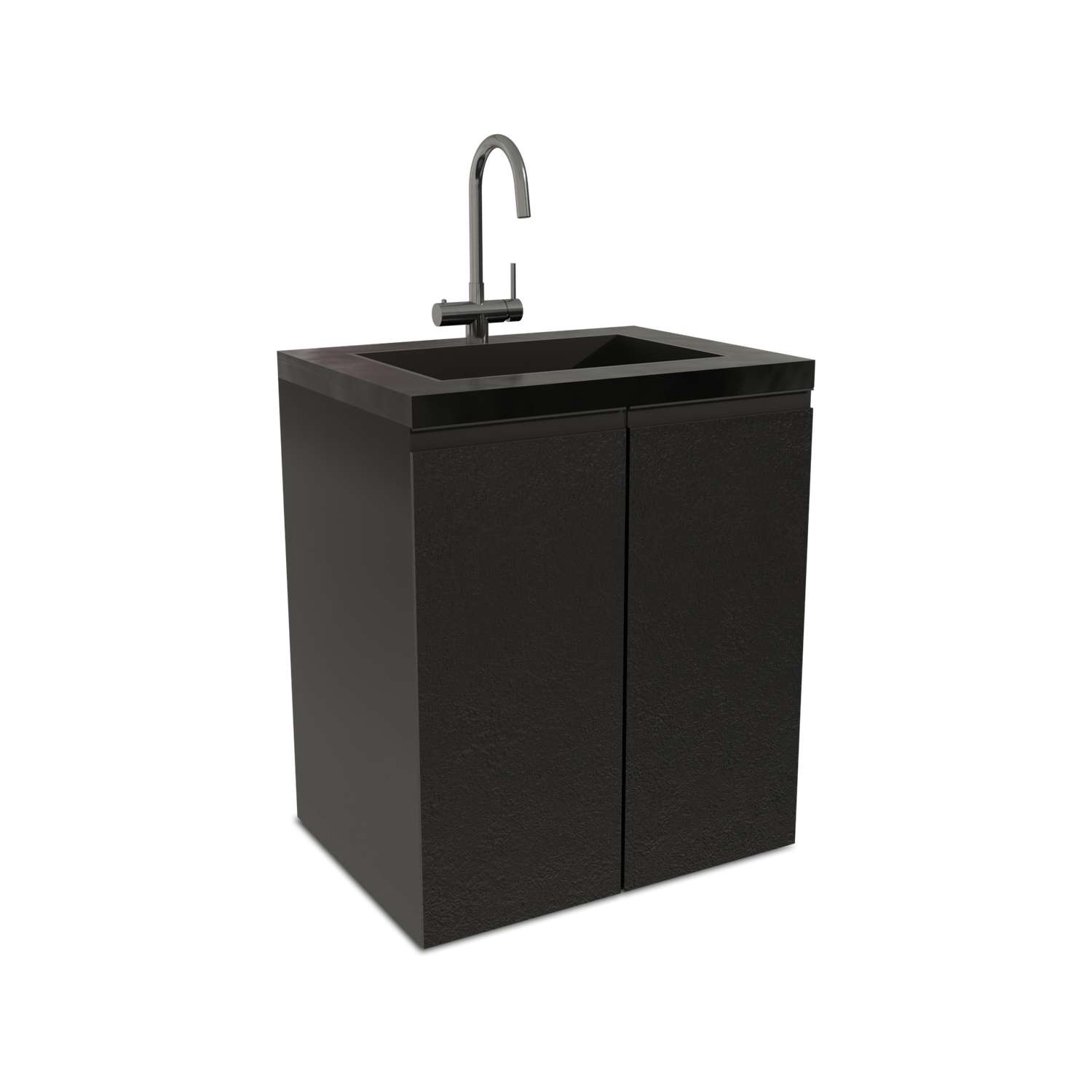 Large Sink with Cabinet- Black/Grey