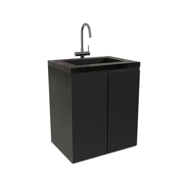 Large Sink with Cabinet- Black/Grey