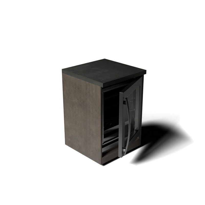 Fridge with Cabinet- Black/Grey