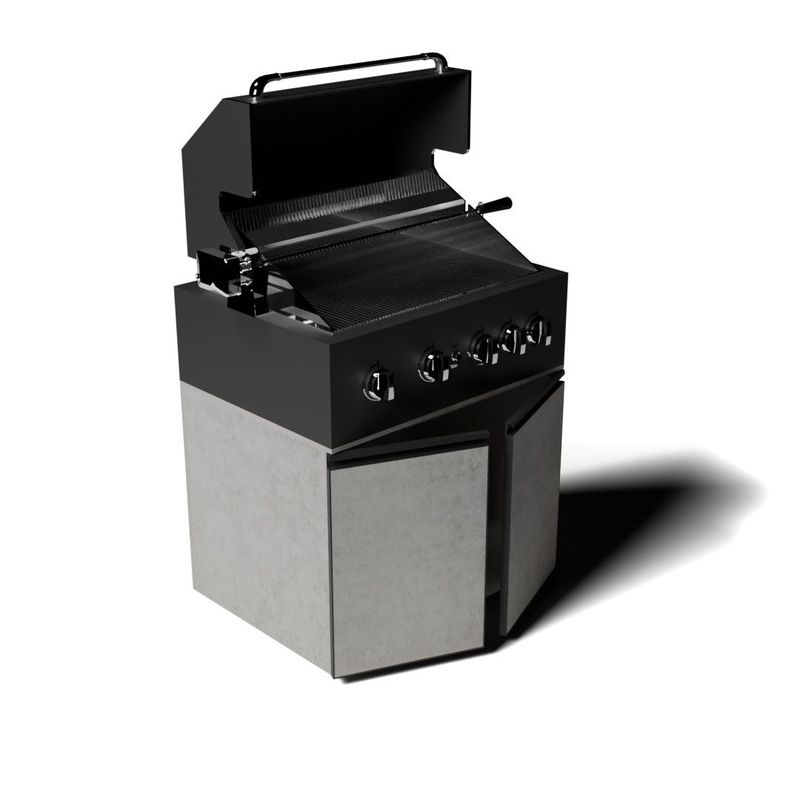 Four Burner Grill with Cabinet- Grey/White