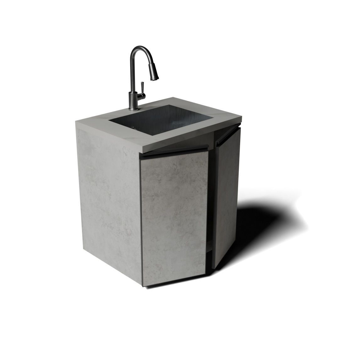 Large Sink with Cabinet- Grey/White